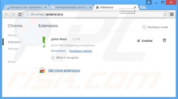 Removing GuardedWeb ads from Google Chrome step 2