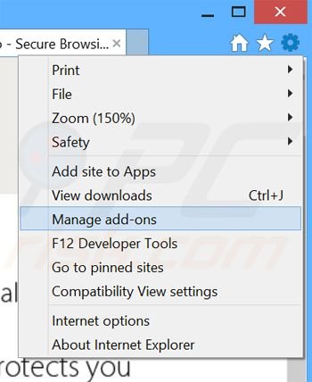 Removing GuardedWeb ads from Internet Explorer step 1