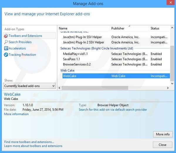 Removing LeapSense ads from Internet Explorer step 2