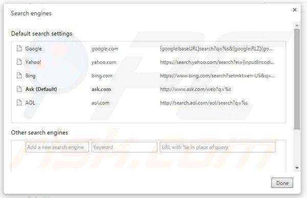 Removing ask.com from Google Chrome default search engine
