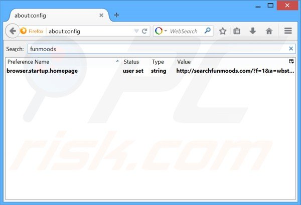 Removing searchfunmoods.com from Mozilla Firefox default search engine