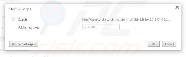 Removing websearch.searchtheglobe.info from Google Chrome homepage