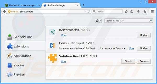 Removing Solution Real ads from Mozilla Firefox step 2