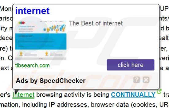speedchecker adware in-text ads