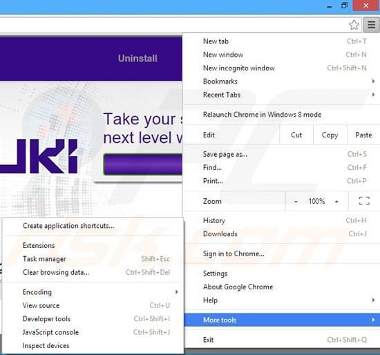Removing tanzuki ads from Google Chrome step 1