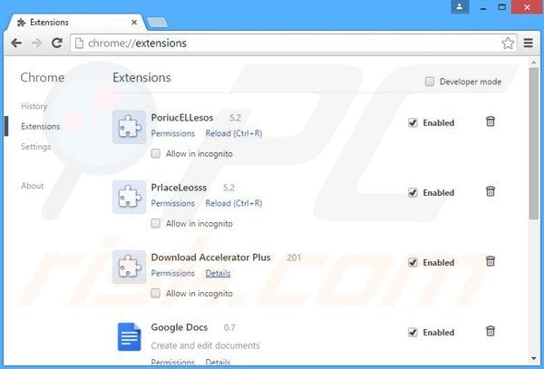 Removing tanzuki ads from Google Chrome step 2