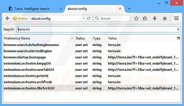 Removing terra.im from Mozilla Firefox default search engine
