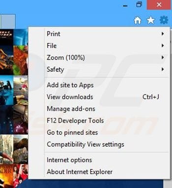 Removing VideosFox ads from Internet Explorer step 1