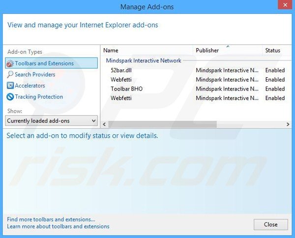 Removing Webfetti related Internet Explorer extensions