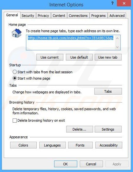 Removing Webfetti from Internet Explorer homepage