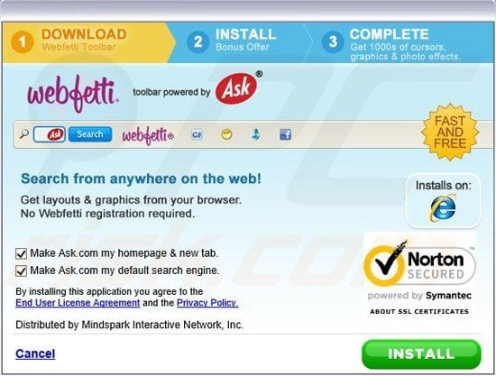 Webfetti toolbar installer