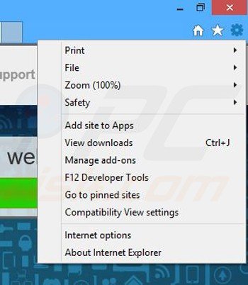 Removing Webfuii ads from Internet Explorer step 1