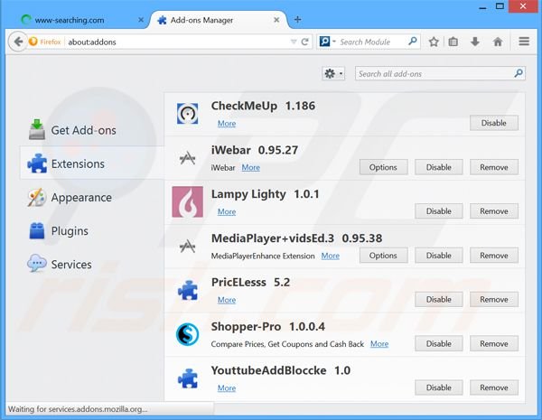 Removing www-searches.com related Mozilla Firefox extensions
