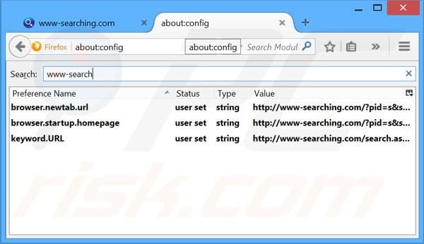 Removing www-searches.com from Mozilla Firefox default search engine