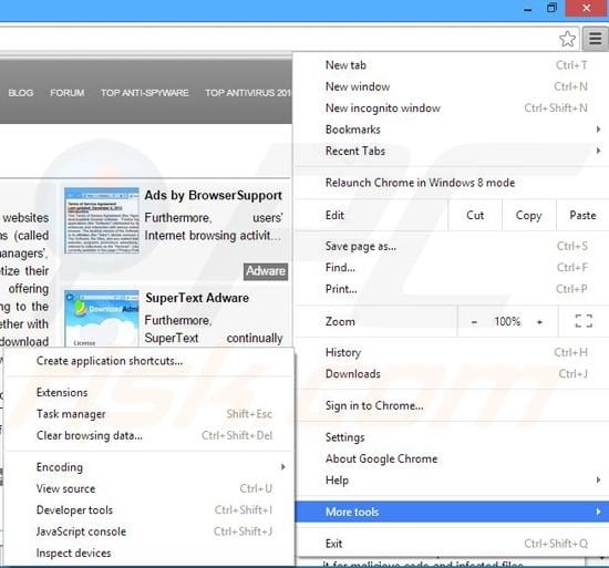 Removing Useful Program ads from Google Chrome step 1