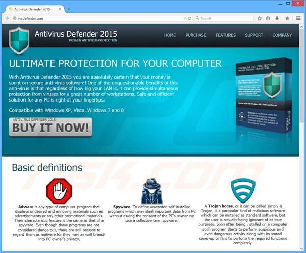 antivirus defender 2015 rogue website