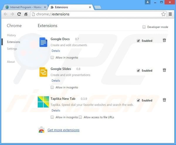 Removing BrowserSupport ads from Google Chrome step 2