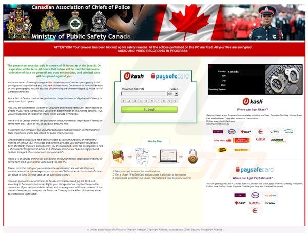 canada Ministry of Public Safety ransomware virus reveton 2015