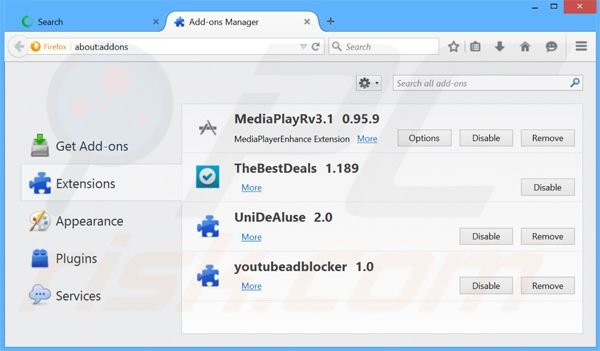 Removing Com Notification ads from Mozilla Firefox step 2