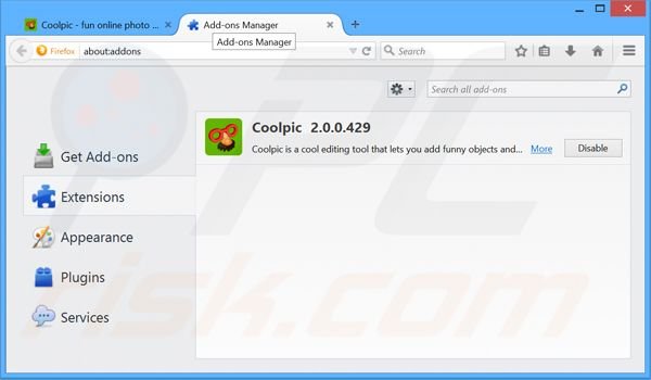 Removing Coolpic ads from Mozilla Firefox step 2