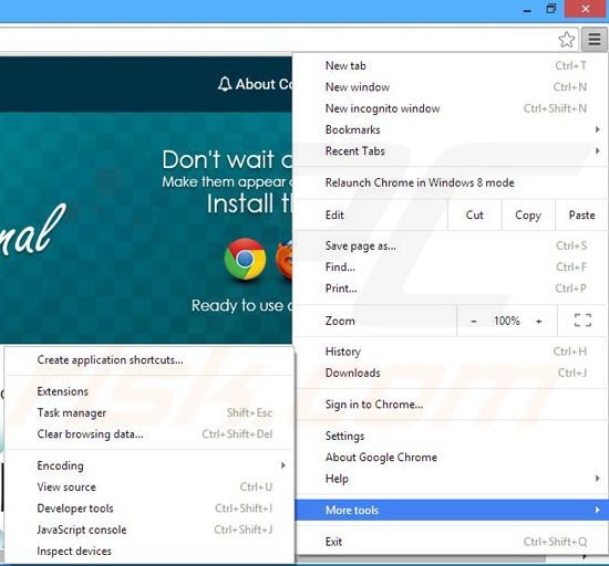 Removing CouponSignal  ads from Google Chrome step 1