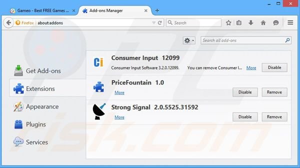 Removing Gameo ads from Mozilla Firefox step 2