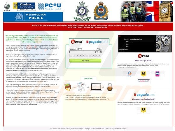 great britain Metropolitan British Police ransomware virus reveton 2015