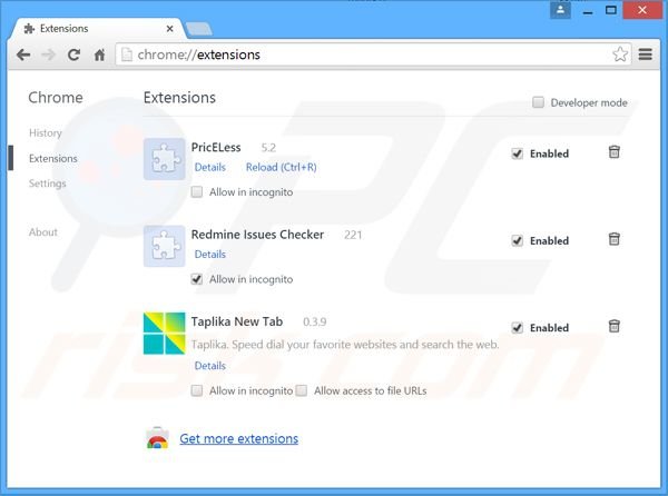 Removing jamenize.com related Google Chrome extensions