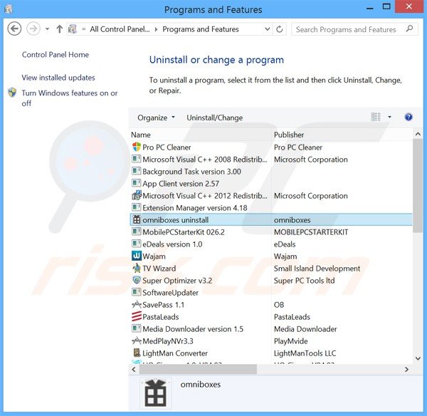 omniboxes.com browser hijacker uninstall via Control Panel