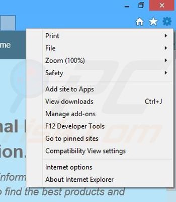 Removing Product Promoter ads from Internet Explorer step 1