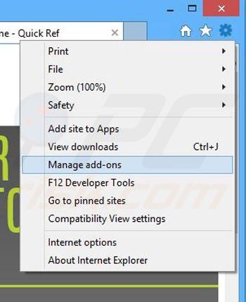 Removing Quick Ref ads from Internet Explorer step 1