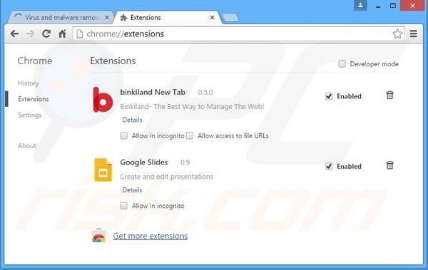 Removing S5Mark ads from Google Chrome step 2