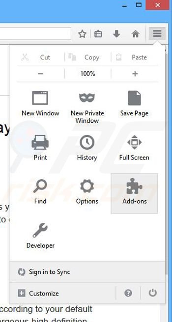 Removing ScreenGlaze ads from Mozilla Firefox step 1