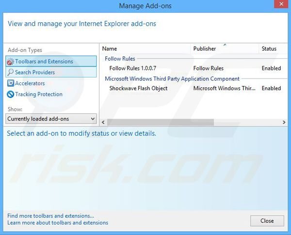 Removing ScreenGlaze ads from Internet Explorer step 2