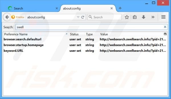 Removing websearch.swellsearch.info from Mozilla Firefox default search engine