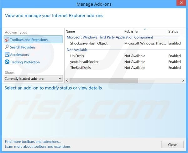 Removing System Notifier ads from Internet Explorer step 2