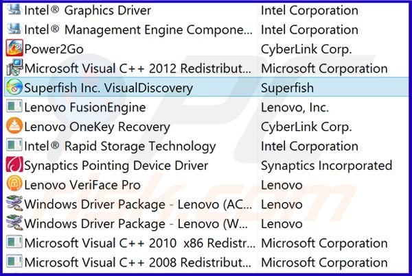 visualdiscovery uninstall entry sample 2