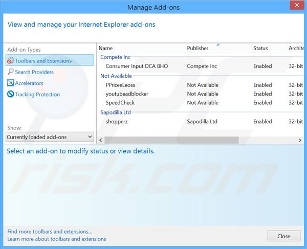 Removing Webplayer ads from Internet Explorer step 2