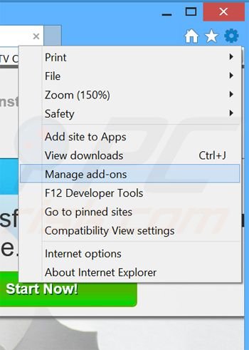 Removing Air Globe ads from Internet Explorer step 1