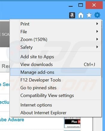 Removing Amazon 1Button App ads from Internet Explorer step 1