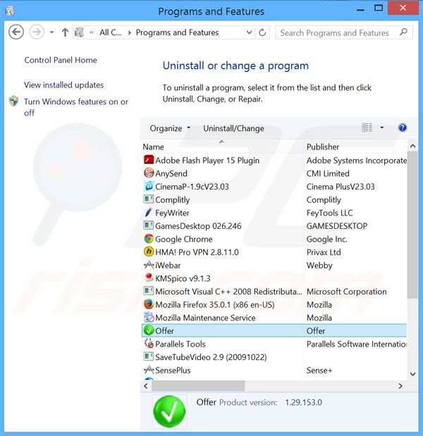 AP Suggestor adware uninstall via Control Panel