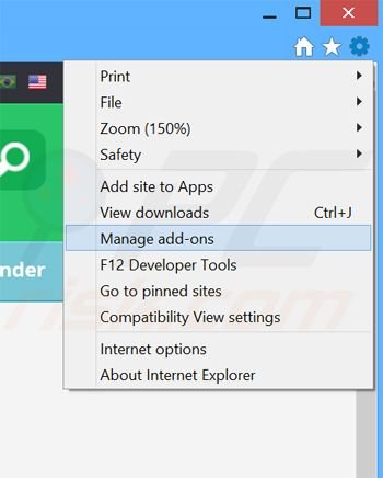 Removing Cash Reminder ads from Internet Explorer step 1