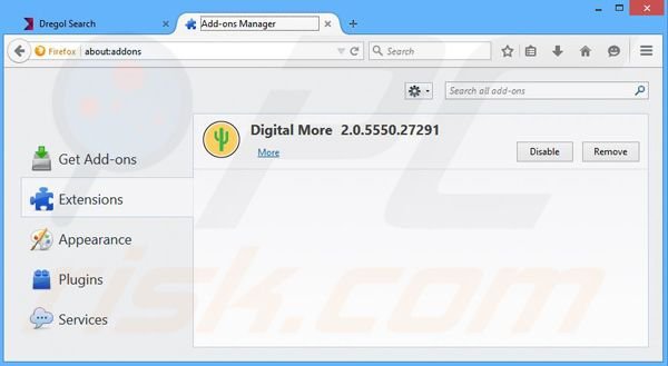 Removing Digital More ads from Mozilla Firefox step 2