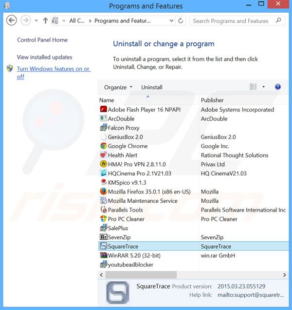 Dollar Dream adware uninstall via Control Panel