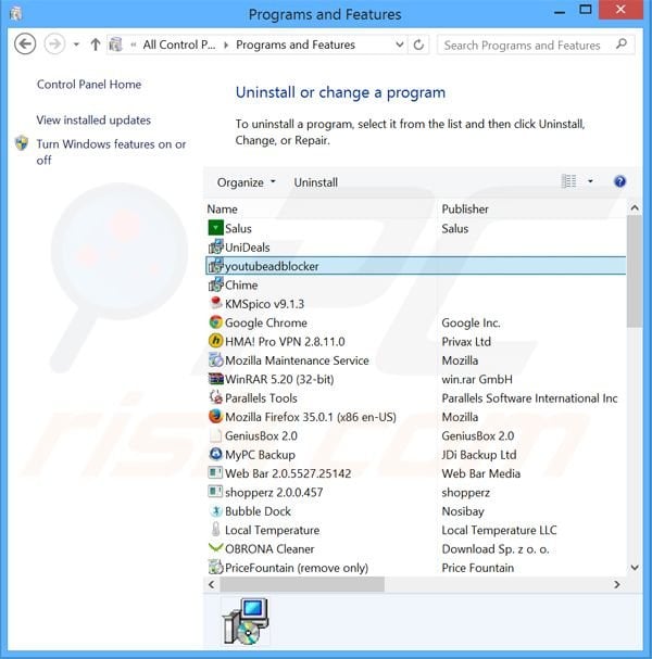 Find Ultra Premium Merchants adware uninstall via Control Panel