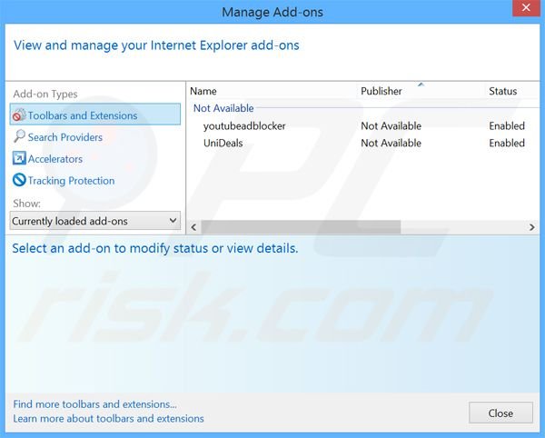 Removing search.foxtab.com related Internet Explorer extensions
