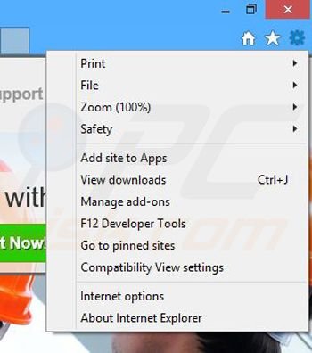 Removing Fragile Fixer ads from Internet Explorer step 1