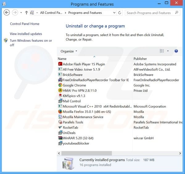 FreeOnlineRadioPlayerRecorder browser hijacker uninstall via Control Panel