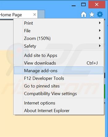 Removing Fruit Basket ads from Internet Explorer step 1