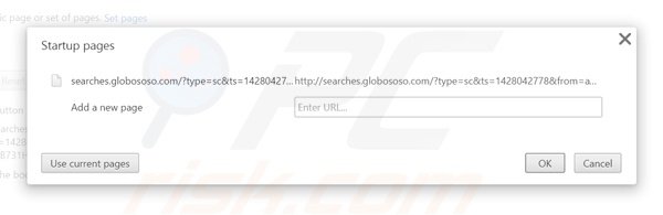 Removing searches.globososo.com from Google Chrome homepage